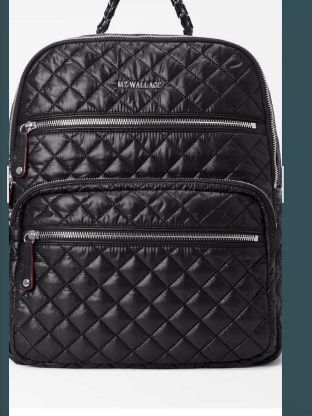 MZ Wallace Black Quilted Nylon crosby Backpack Silver Hardware NEW